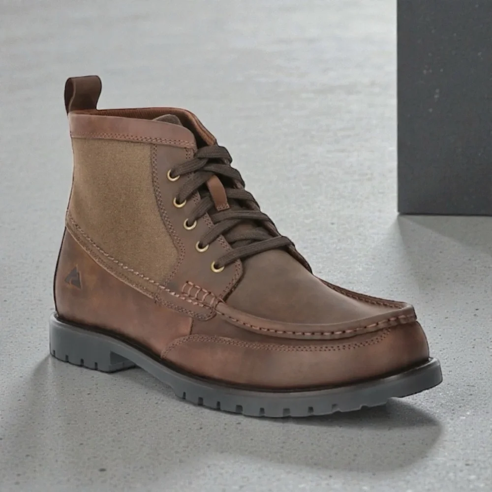 Men's NWT Ozark Trail Brown Leather Rolled Moc Chukka Boots Size 8
